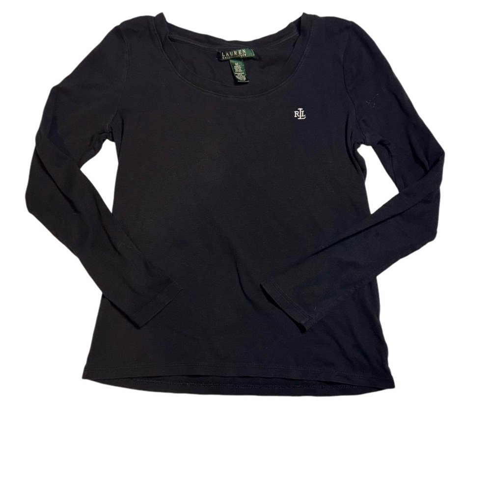 Lauren Ralph Lauren Black Fitted Long Sleeve Tee‎